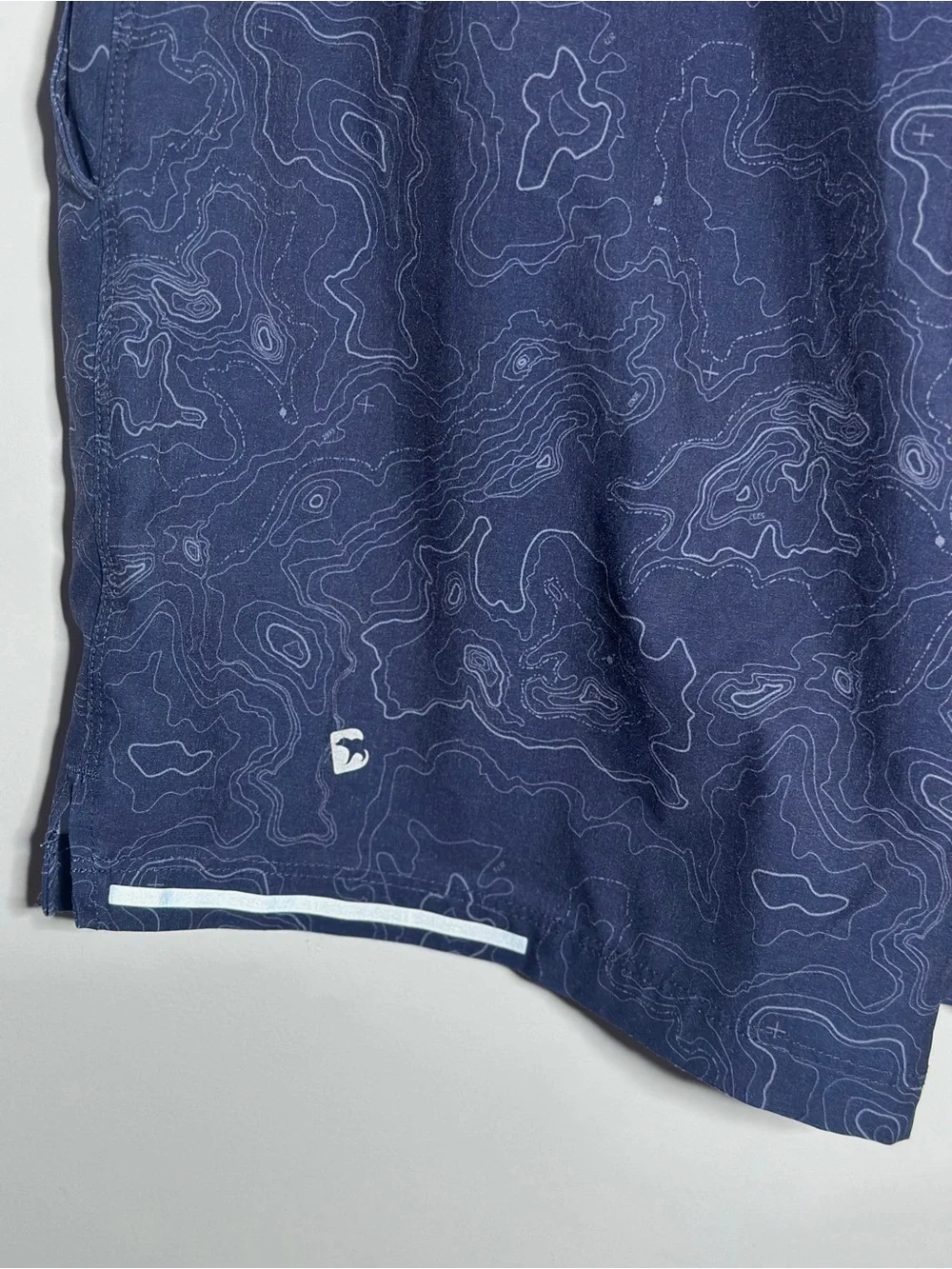 Barebottom Men's Navy Topographic Athletic Shorts with Reflective Detail